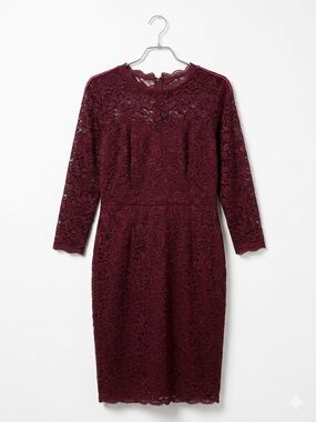 Women's Lace Sheath Dress - Wine